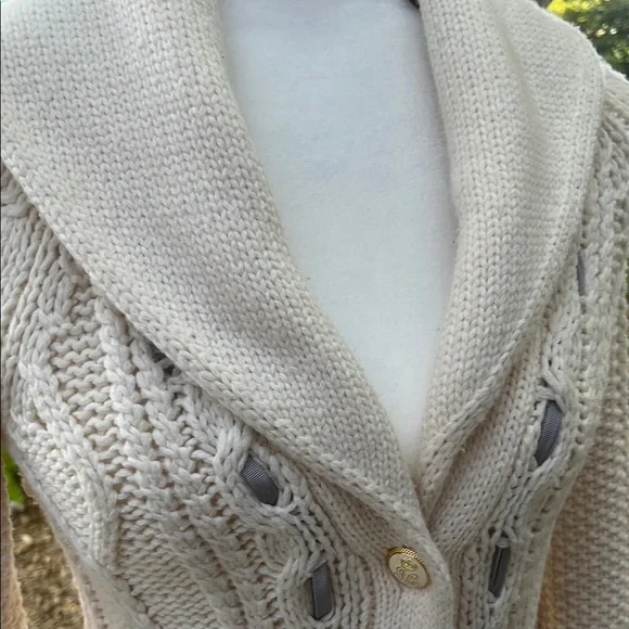 Juicy Couture Cream Cable Knit Cardigan Sweater - Picture 2 of 11